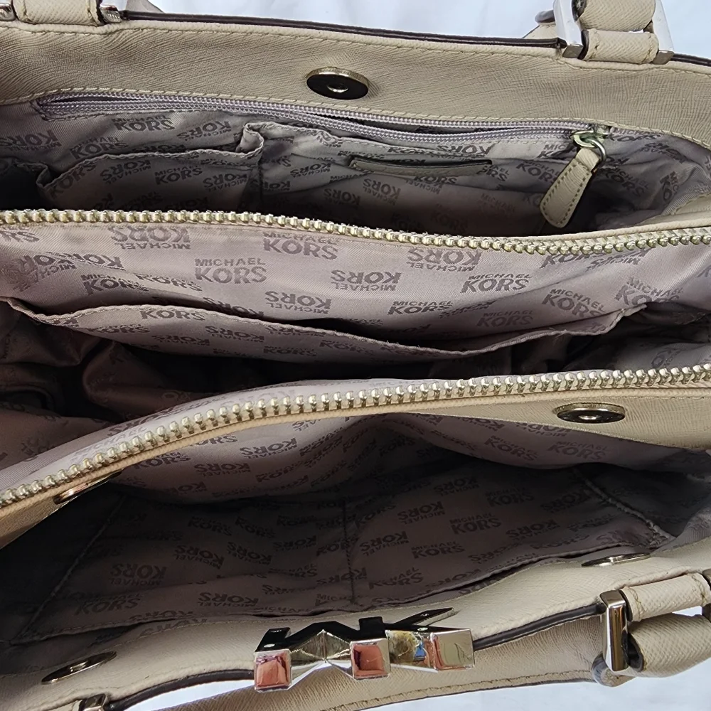 MICHAEL KORS FLORENCE DARK DUNE LARGE‎ LEATHER SATCHEL HANDBAG
